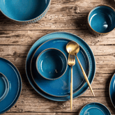 12-Piece Ceramic Dinnerware Set with Unique Hand-Stained Finish – Elegant and Durable