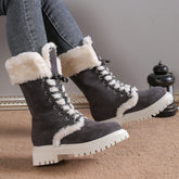Plus Size Furry Warm Mid-Calf Snow Boots for Women