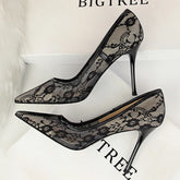Pointed Toe Mesh Hollow Lace Shoes