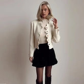 Women's Ruffled Top & Short Skirt Two-Piece Suit