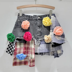 Patchflare Denim Skirt