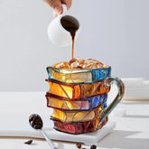 3D Acrylic Book Stack Coffee Mug with Stained-Glass Design – 11oz Lightweight and Durable
