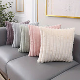 5-Piece Plush Velvet Pillow Set with Dual Textures for Cozy Home Decor