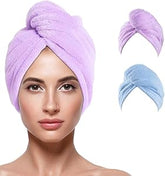 Microfiber Absorbent Dry Hair Cap – The Ultimate Shower Companion 2 Pcs