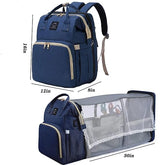 Multifunctional Maternity Diaper Backpack with Foldable Crib & Mosquito Net