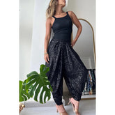 Loose Sequin Trousers – Casual Fashion Elastic Waist Bloomers for Women