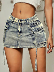 Indigo Utility Mini Skirt