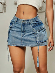 Indigo Utility Mini Skirt