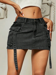 Indigo Utility Mini Skirt