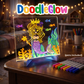 DoodleGlow Drawing Pad | LED, 7 Colored Pens, Mess-Free
