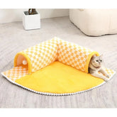 2-in-1 Funny Plush Plaid Cat Tunnel Cat Bed 🐾