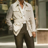 Mason Striped Belted Overcoat