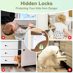 SOHOBLOO'S Magnetic Cabinet Locks (4 Locks + 1 Key) Free 1 - 3 DAY USA Shipping TODAY!