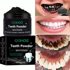 Black Powerful Teeth Whitening Powder Fast Whitens Yellow Teeth Effective Removes Stains Gently Cleans Oral Hygiene Gums Care