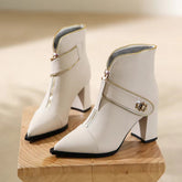 High-Quality Women's Zip Ankle Boots with Metal Decoration (+Free Gift Included)
