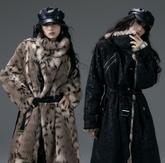 Reversible Leopard Pattern Black Coat with Studs Design (+Free Gift Included)