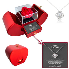 Serenity Silver Necklace | Real Rose, Adjustable Chain 17.71-21.65 Inches