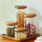Airtight Glass Kitchen Storage Jars with Acacia Wood Lids – Stylish Pantry Organization