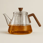 Borosilicate Glass Teapot with Wooden Handle – 900ml Capacity for Loose-Leaf and Herbal Tea