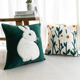 Cozy Cotton-Poly Blend Pillow with Spring Floral Embroidery – 45x45cm Decorative Cushion