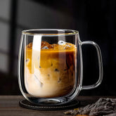 Double Walled Glass Coffee Cup – 450ml Insulated Coffee Mug for Hot Beverages