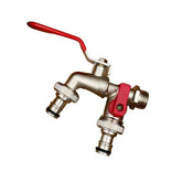DualFlow Stainless Steel 2-Outlet Garden Faucet | Screw-On Hose Bib Splitter