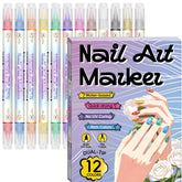 DuoLine Nail Art Marker Pens | Fine & Brush Tips, Air-Dry Color Set