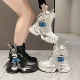 Make a Bold Statement with IconicStep™ Women's Cartoon High-Top Biker Boots