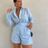 EasyBreeze Linen Blend Blouse & Shorts Set | Relaxed Warm-Weather Outfit