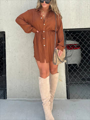 Edena Solid Color Long Sleeve Shirt Suit | Slim Fit Women's Clothing Set