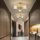 Elegant Crystal Ceiling Light with Gold Semi Flush Mount – Ideal for Low Ceilings