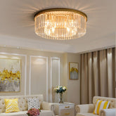 Elegant Crystal Flush Mount Ceiling Light – 40 cm Width, Iron and Crystal, Ideal for Living Room and Bedroom