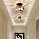 Elegant Crystal Glass Ceiling Light Fixture for Modern Interiors – Brass Base, E27/E26 Compatible