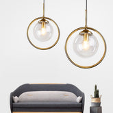 Elegant Glass Pendant Light with Gold Frame Finish – Modern Indoor Lighting