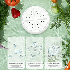 Everspin Produce Washer | USB Vortex Cleaning for Vegetables, Compact White Design