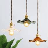 Floral Glass Pendant Light – Elegant Flower Design LED Hanging Light for Kitchen and Living Room Ambience