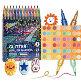 Gemstone Art Marker Sets | Dual Tips for Glitter Crafts & Lettering