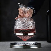 Hand-Blown Crystal Wine Decanter with 360° Stainless Steel Base – 45 oz Capacity for Enhanced Aeration