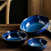 Handcrafted Blue Ceramic Bowl – Elegant Pottery Serving Bowl with Durable Glazed Finish for Everyday Use