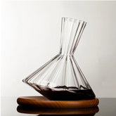 Handcrafted Crystal Decanter with Wooden Base – 45 oz Capacity for Enhanced Wine Experience
