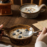 Handcrafted Rustic Ceramic Oatmeal Bowl with Glazed Finish – Ideal for Soups and Salads