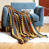 Handwoven Boho Chevron Coverlet in Earthy Colors – Soft and Stylish Bedspread