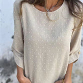 Jessa Round-Neck Jacquard Top | Soft Polyester Knit | Sizes S-4XL