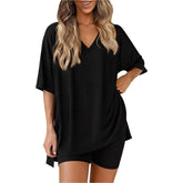Lara Relaxed Tee & High-Waist Shorts Set | Soft Breathable Warm-Weather Outfit