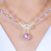 Luna Glow Simulated Pearl Necklace | Sparkling Rhinestone Details, 17.7 in