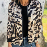 Luna Zebra Print Lightweight Bomber Jacket | Zip Front Fall Layer
