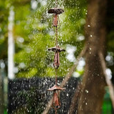 Meadowcap Iron Rain Chain | Mushroom Gutter Water Diverter for Garden Decor