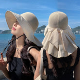 Mela Women's Sun Hat | Breathable Mesh with Neck Shawl, Wide Brim Sun Protection