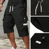 MetroFlex Men's Cargo Capri Pants | Elastic Drawstring Waist, Lightweight Polyester