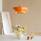 Mid-Century Pendant Light in Orange Metal – Bauhaus Style Ceiling Fixture
